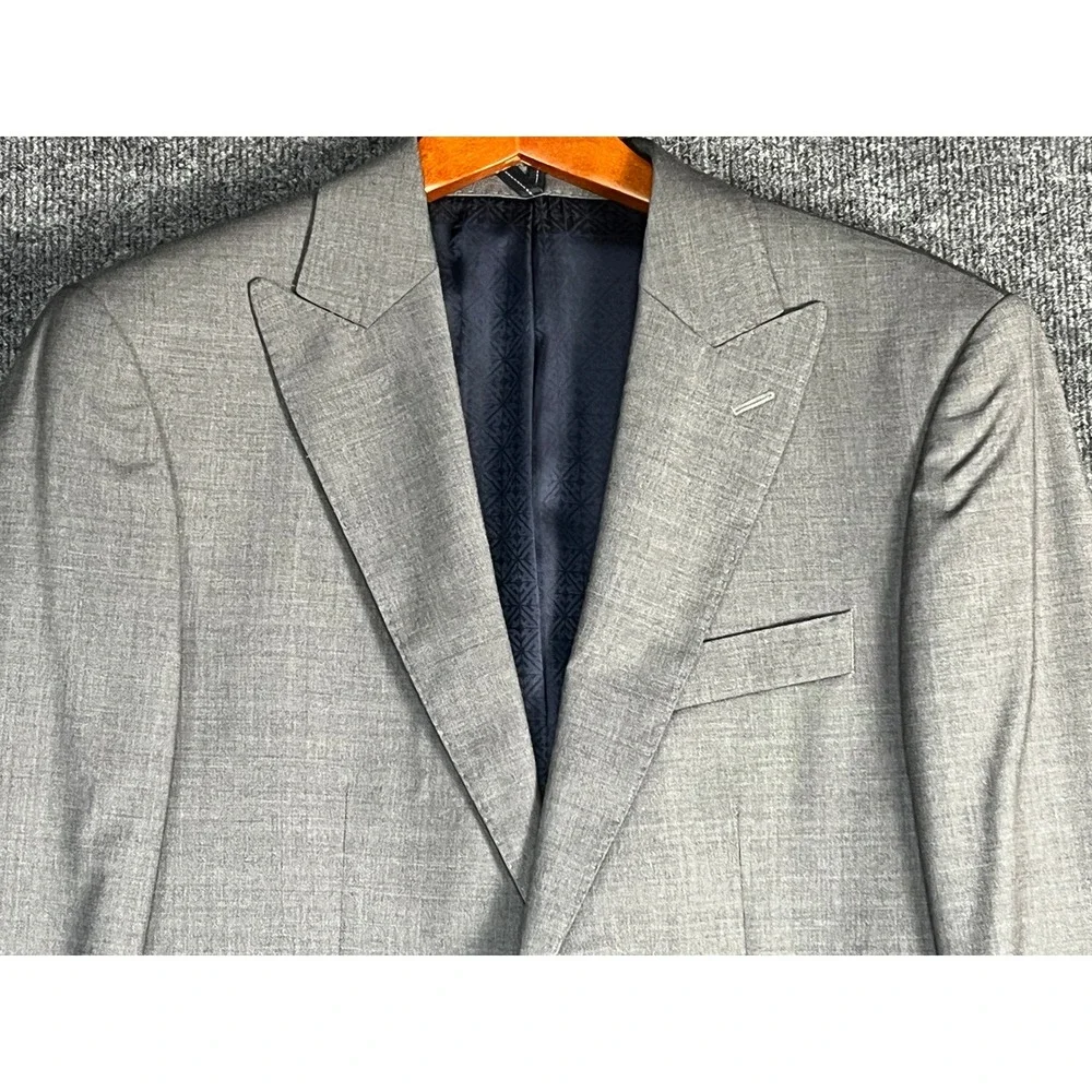 NWT Hardy Amies Savile Row London Men's Grey Wool Blazer Suit Jacket 38R Slim - Picture 2 of 16
